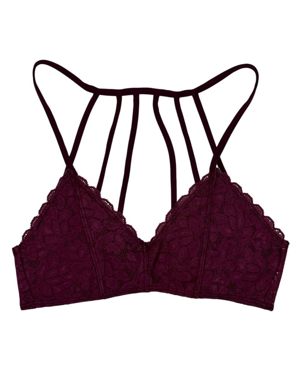 Black Cherry Lace Strappy Cage Back Bralette | Mob Wife Coquette Balletcore Goth